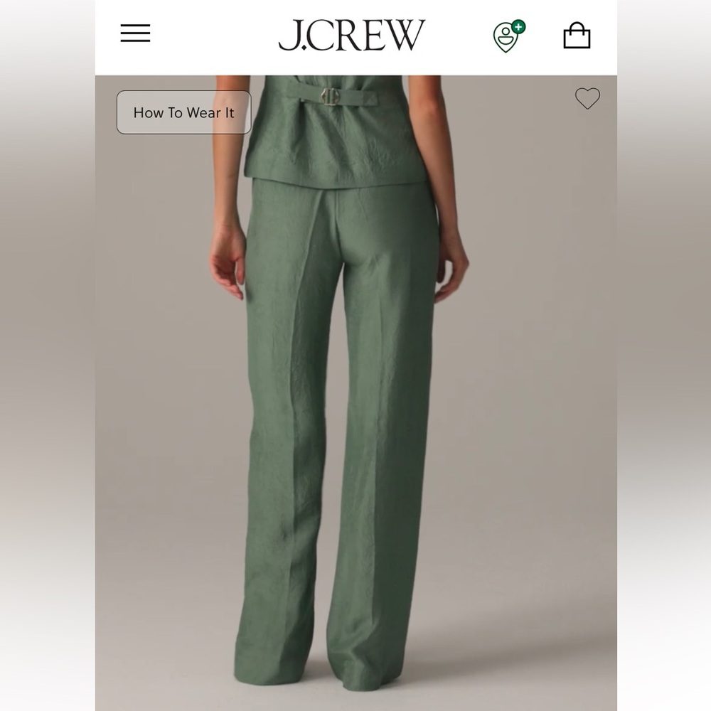 J. Crew Essential Wide Leg Pant in Textured Satin.